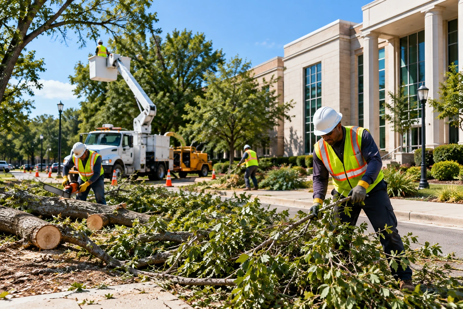 Illustrative post-storm debris removal work